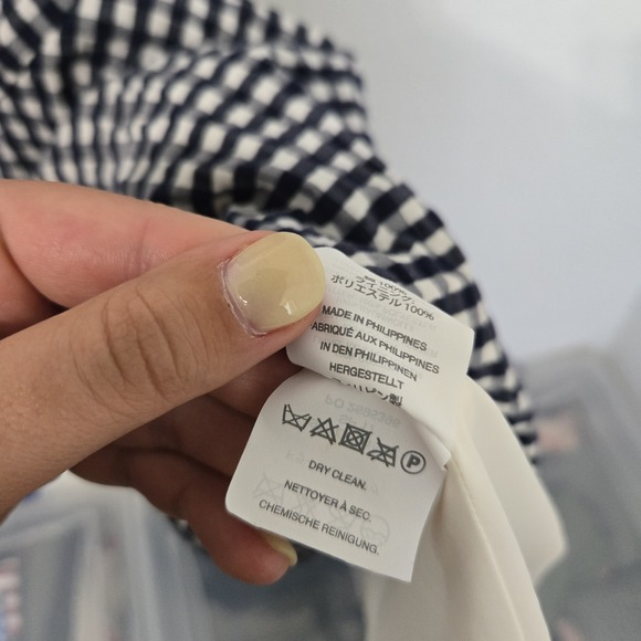 J Crew 2 Navy Gingham Ruffle Hem Sleeveless Dress Tie Waist - Picture 7 of 9